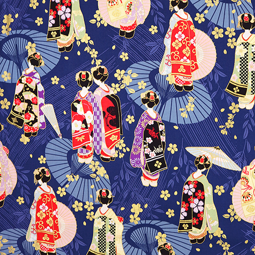 Metallische Maiko-Geishas Kimono Parasol Stoff von Cosmo