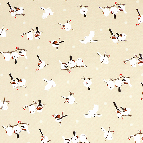 Adorables Oiseaux Shimaenaga Moelleux Sur Une Branche Tissu par Cosmo