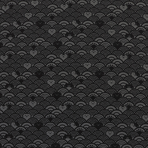 Gato Seigaiha Gris Negro