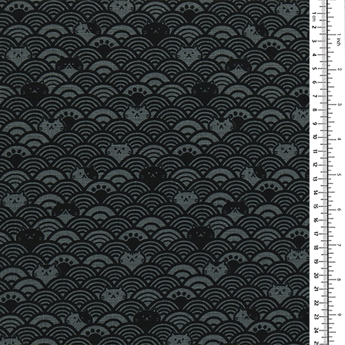 Chat Seigaiha Gris Noir 1