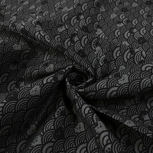 Chat Seigaiha Gris Noir 2
