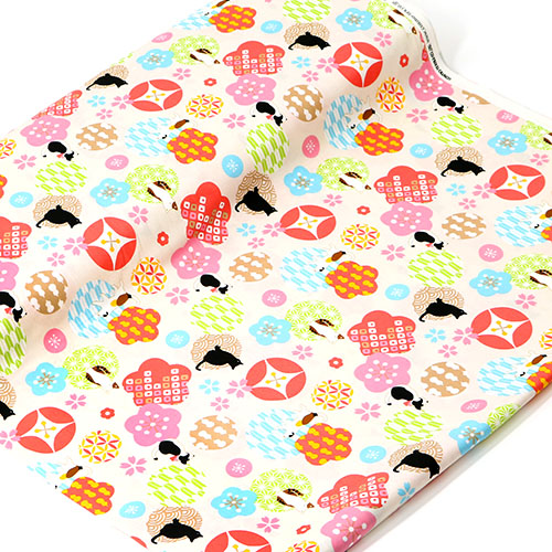 Japanische Gemusterte Blumen Kreise Katzen 3