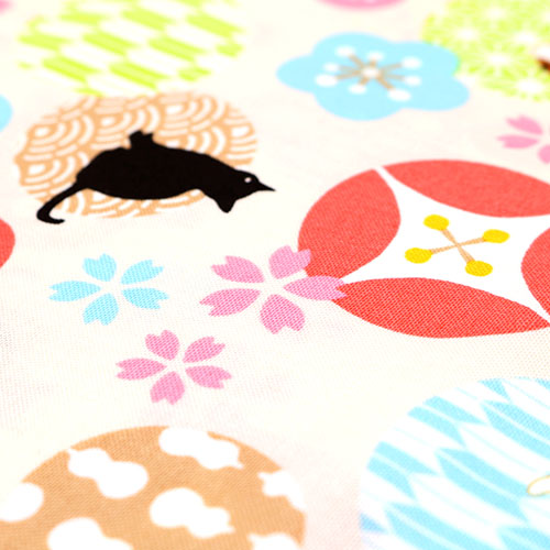 Japanische Gemusterte Blumen Kreise Katzen 5