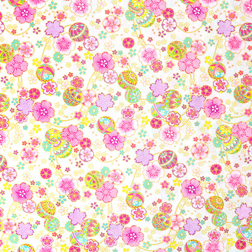 Sakura-Blten Bunte Temari-Kugeln Gold Stoff von Cosmo
