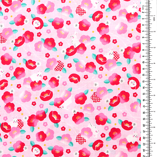 Conejito adorable y flor de ciruelo Shibori 1