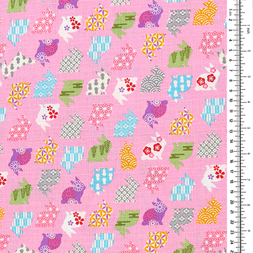 Silhouettes de lapins japonaises colorées avec des motifs 1