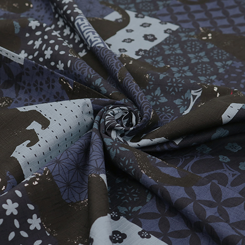 Gro�es Schwarzes Katze Japanisches Aufn�hmuster 2