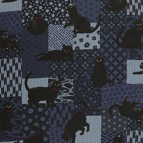 Gro�es Schwarzes Katze Japanisches Aufn�hmuster 4