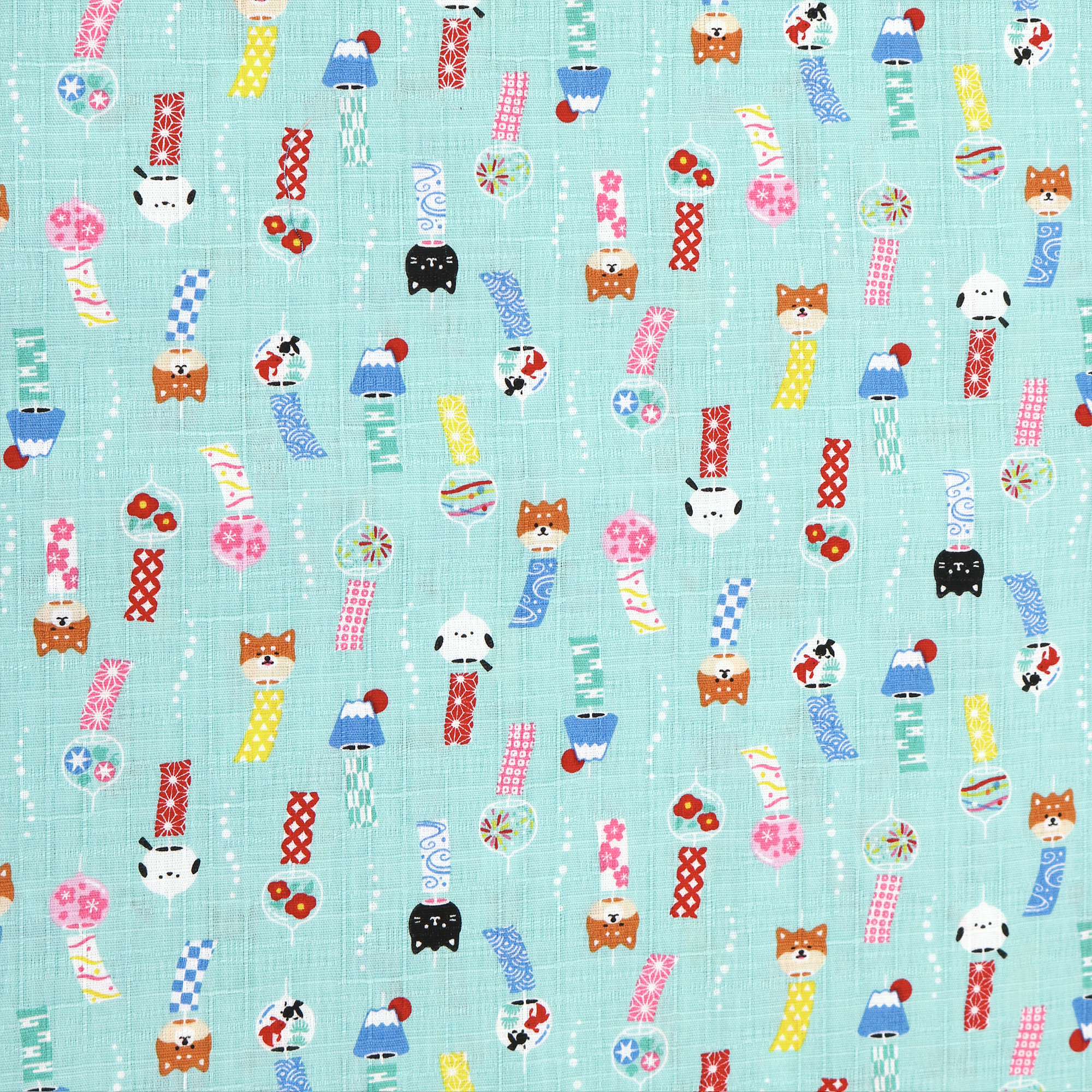 Kawaii Furin Animal Wind Charm Blue Fabric by Cosmo