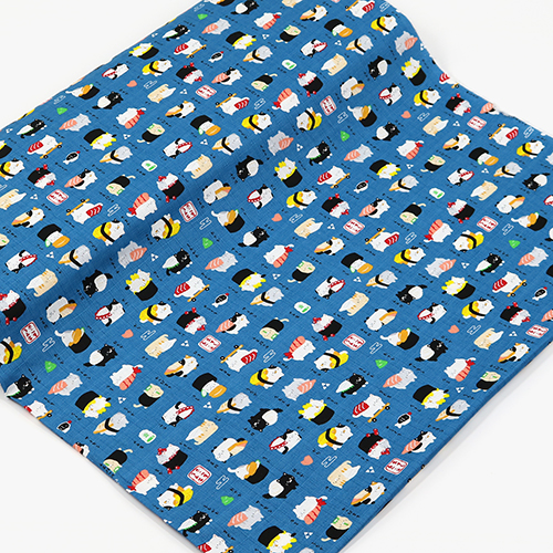 Cute Food Sushi Cats Dark Blue 3