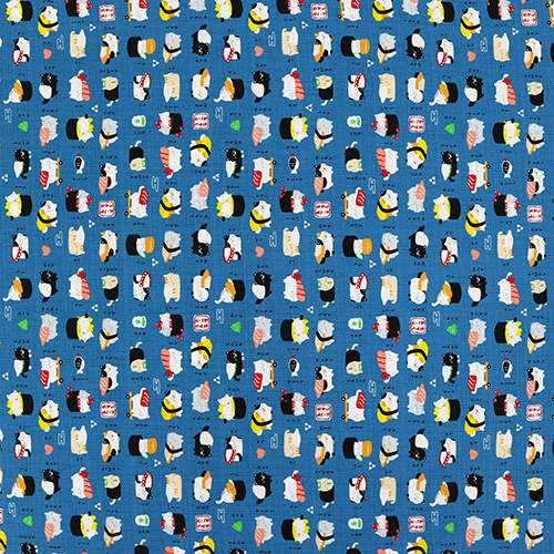 Cute Food Sushi Cats Dark Blue 4