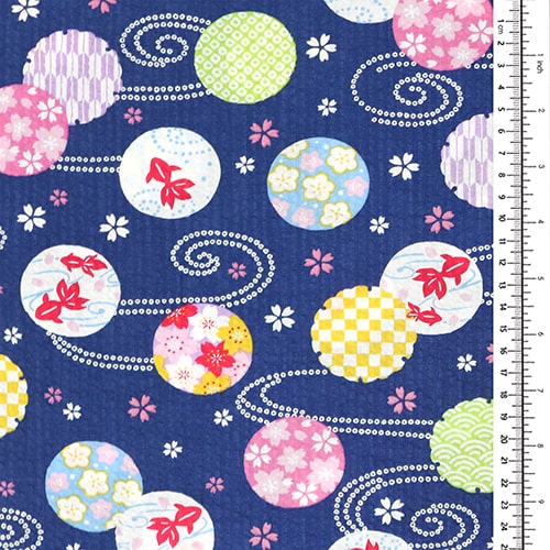 Swirling Goldfish Patterned Circles Seersucker 1