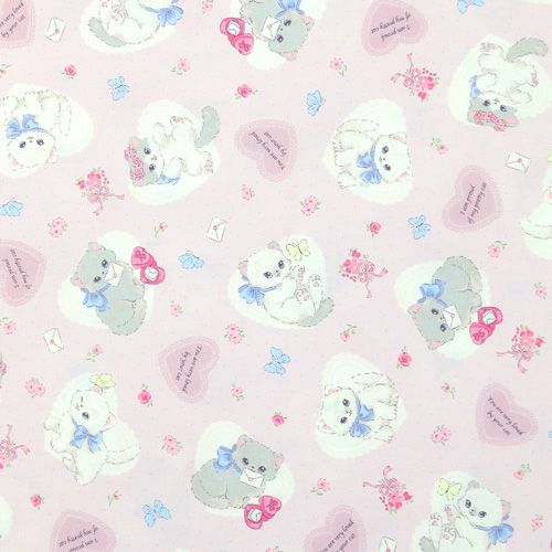 Joli Chaton C�urs Enveloppes Fleurs Tissu