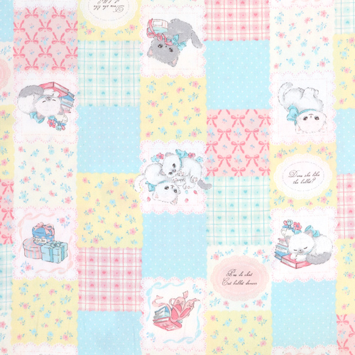 Cadeaux Chatons Patchwork Carr�s Jaune Pastel Tissu