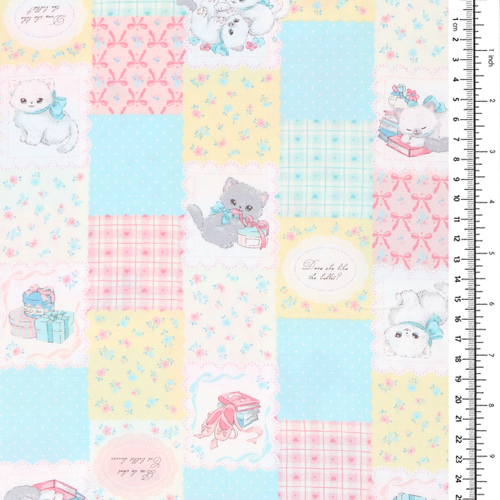 Cadeaux Chatons Patchwork Carr�s Jaune Pastel 1