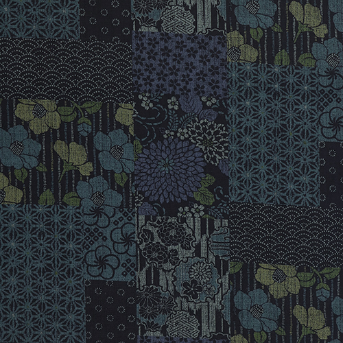 Indigo Patch Squares Japanese Patterns Fabric by Cosmo