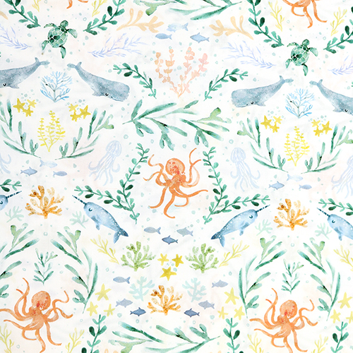 La Mer Aquarelle Ocan Cratures Marines Tissu par Dear Stella