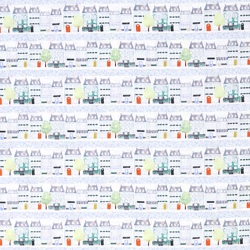 Maisons De Quartier Alignes Vie Urbaine Tissu par Dear Stella