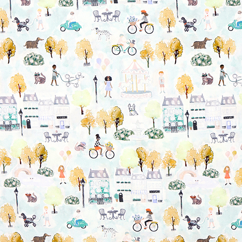 Vie Parisienne Parc De La Ville Vlo Chiens Tissu par Dear Stella