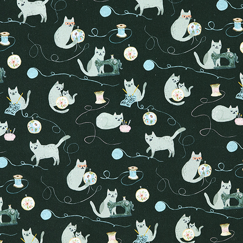 Chats Coquins Cousant Fils Laine