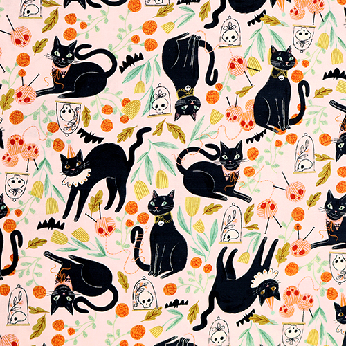 Chats Effrayants Crânes Fleurs Spooky