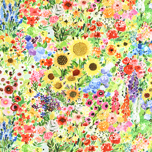 Jardin D'Été Chaleureux Fleurs En Aquarelle