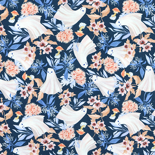 Floral Ghosts Haunted Garden Halloween Fabric by Dear Stella