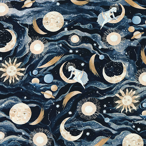 Himmlischer Himmel Monde Sonne La Luna Stoff