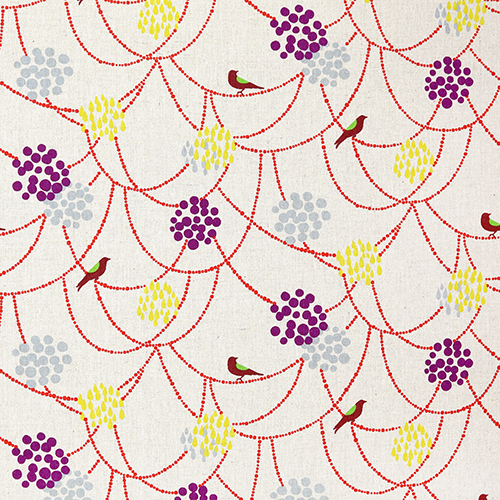 Oiseaux Sur Points Suspendus Fleurs Tissu par Echino Fabrics