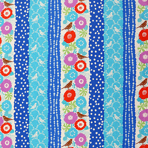 Picorer Rayures Oiseaux Fleurs Tissu par Echino Fabrics