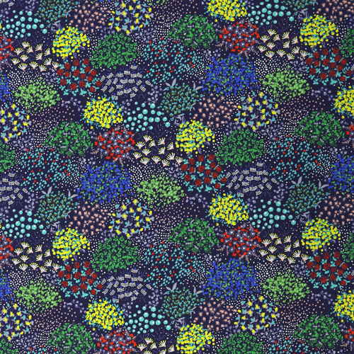 Croquis D'Impression De Jardin Fleuri Bleu Marine 4