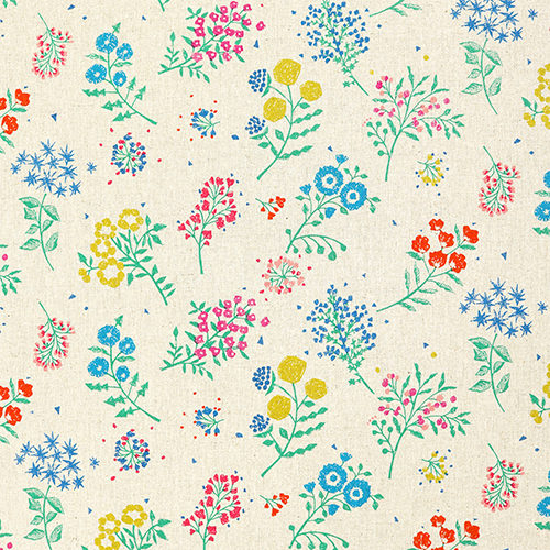 Imprim Botanique Naturel De Fleurs Sauvages Tissu par Echino Fabrics