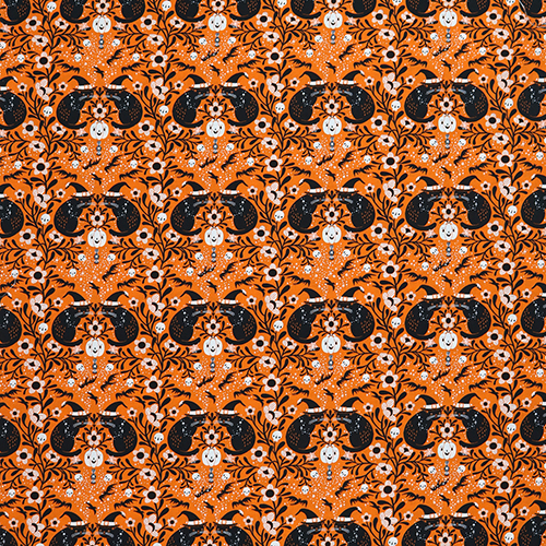 Hexenhafte Katze Orange Halloween Damast 4