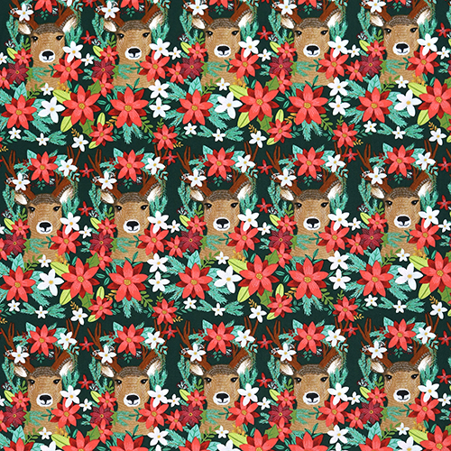Reindeer Revelry Poinsettia Floral Christmas