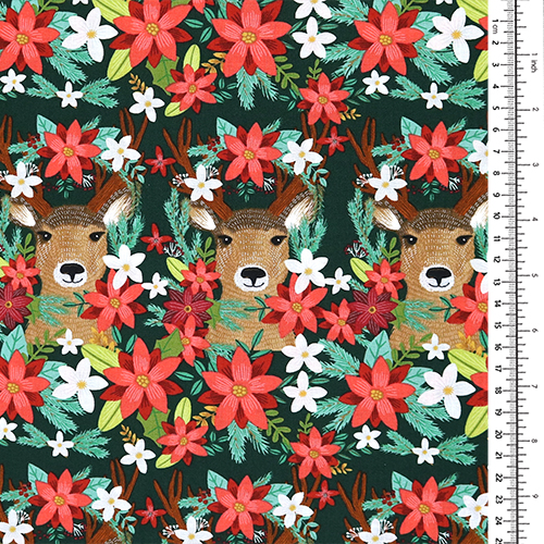 Reindeer Revelry Poinsettia Floral Christmas 1