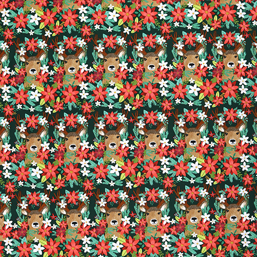Reindeer Revelry Poinsettia Floral Christmas 4