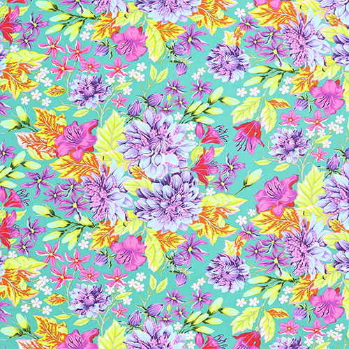 Tula Pink Hallo Dahlia Kosmisch Türkis Floral
