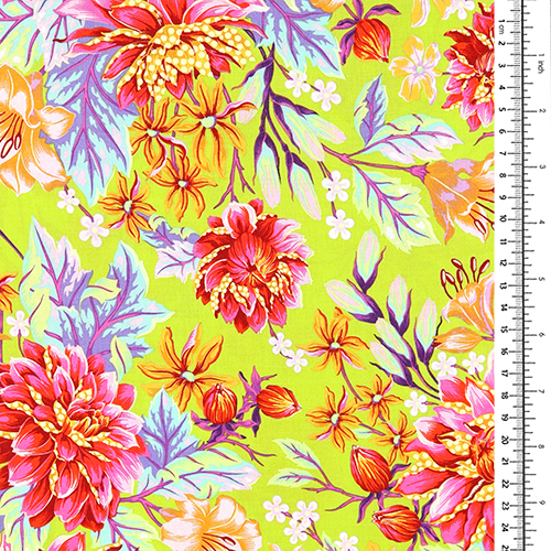 Tula Pink Ciao Dalia Moonbeam Lime Floreale 1