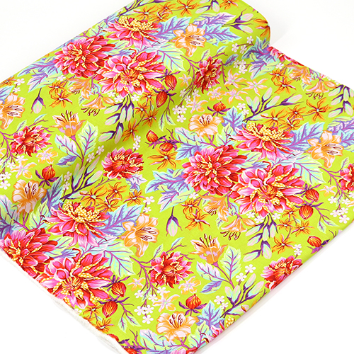 Tula Pink Ciao Dalia Moonbeam Lime Floreale 3