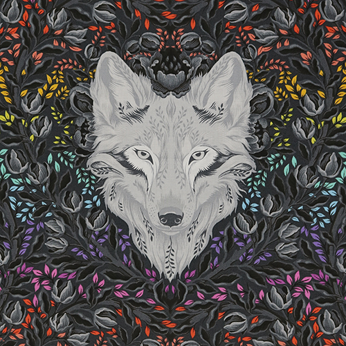 Tula Pink Wolf of Pink Street Carbon Graywork Fabric by Free Spirit