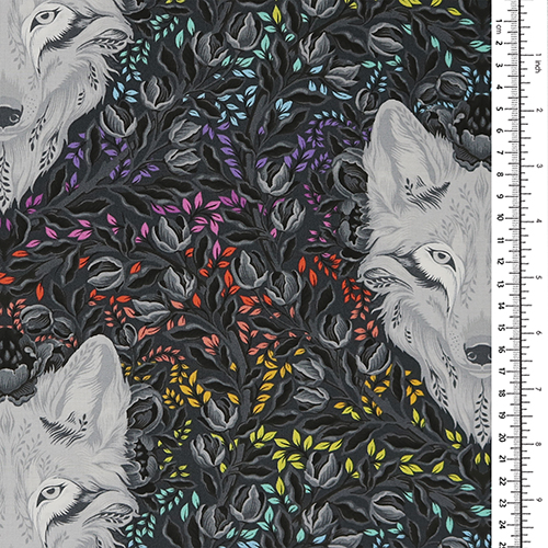 Tula Pink Wolf of Pink Street Carbon Graywork 1