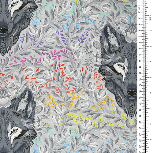 Tula Pink Wolf of Pink Street Fog Graywork 1