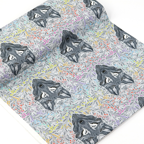 Tula Pink Wolf of Pink Street Fog Graywork 3