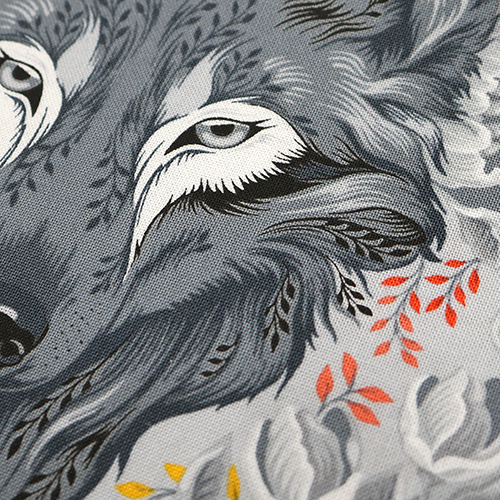 Tula Pink Wolf of Pink Street Fog Graywork 5