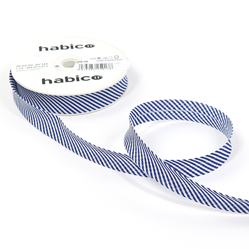Biais Rayé 20mm - Bleu Marine