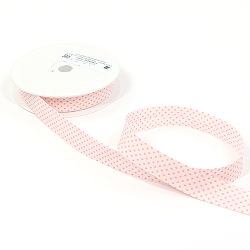 Biais À Pois 20mm - Rose