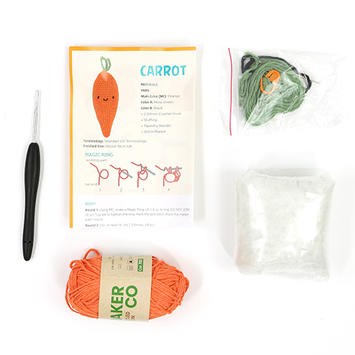 Kit De Ganchillo Amigos De Bolsillo Zanahoria 3