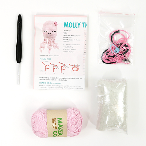 Kit De Ganchillo Amigos Del Bolsito Molly El Pulpo 3