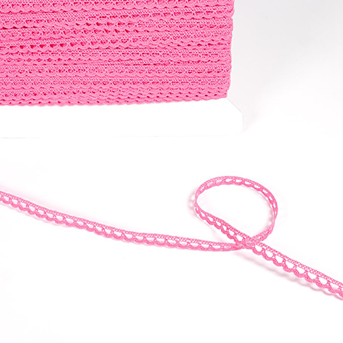 Borde De Encaje De Algodón Delicado 7 Mm - Rosa