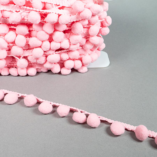 Borde Con Flecos De Pompones - Rosa